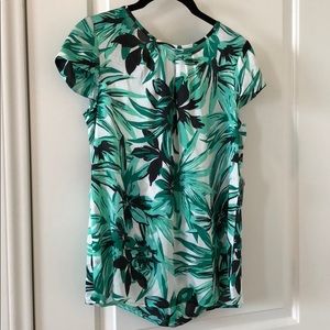 Brand new Kasper short sleeve blouse white/green